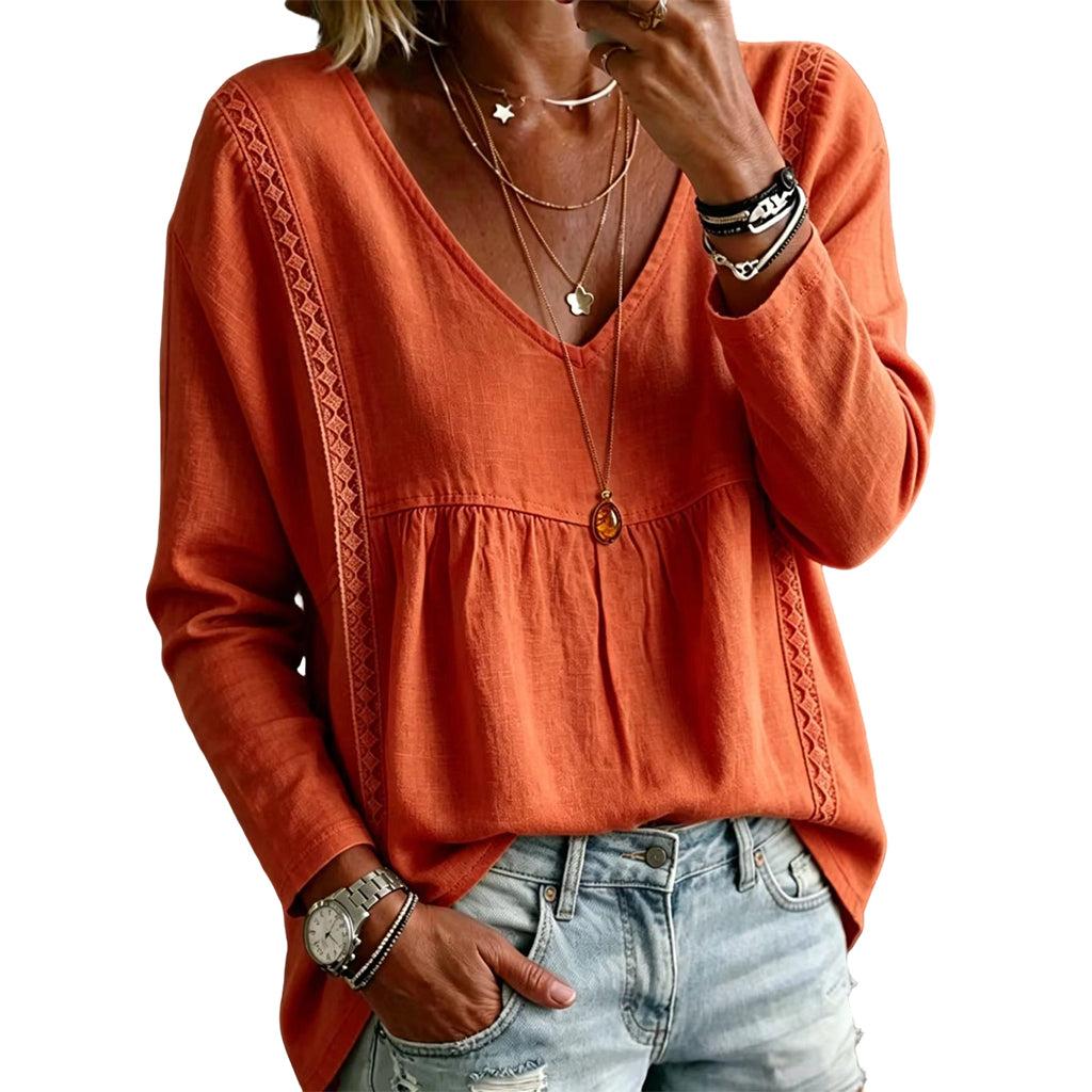 ⌛Limited-Time Offer-Women's Casual V-Neck Long Sleeve Blouse