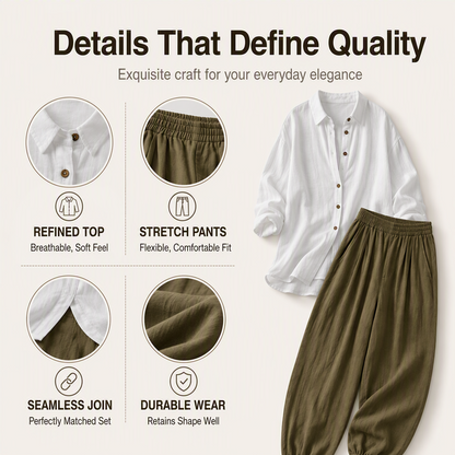 ⏰🍂Autumn Early Bird Sale--Women's Loose Shirt & Draped Pants Set