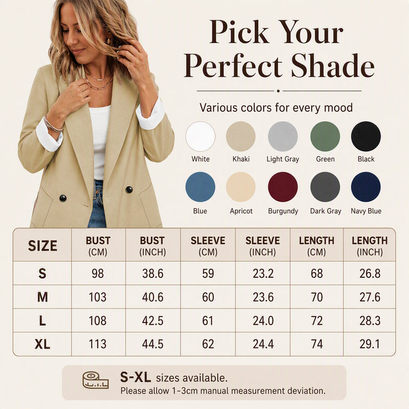 ⌛Limited-Time Offer-Women's Casual Blazer with Contrast Cuffs
