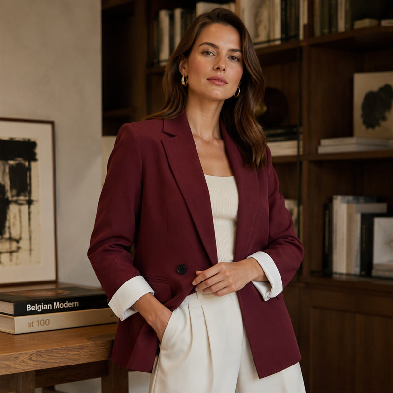 ⌛Limited-Time Offer-Women's Casual Blazer with Contrast Cuffs