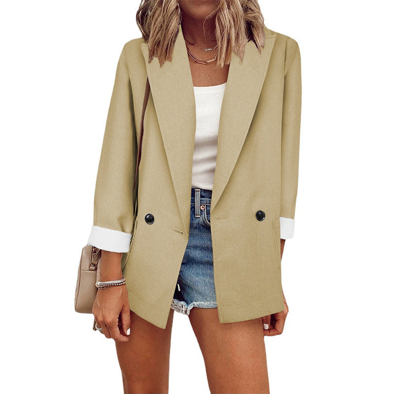 ⌛Limited-Time Offer-Women's Casual Blazer with Contrast Cuffs
