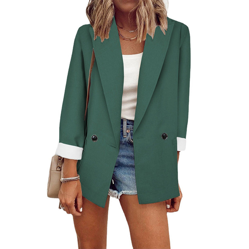 ⌛Limited-Time Offer-Women's Casual Blazer with Contrast Cuffs