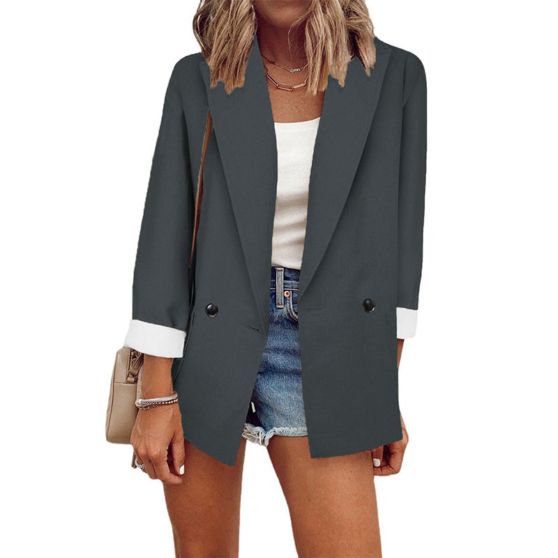 ⌛Limited-Time Offer-Women's Casual Blazer with Contrast Cuffs