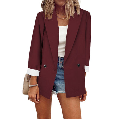 ⌛Limited-Time Offer-Women's Casual Blazer with Contrast Cuffs