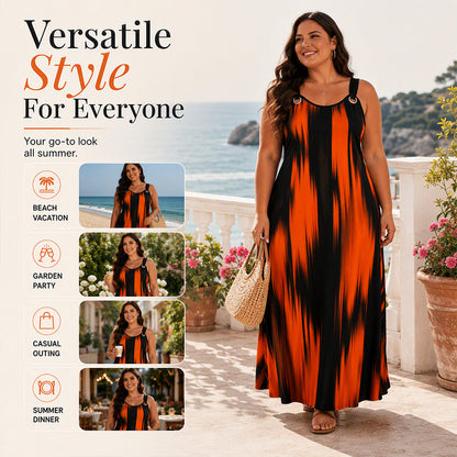 ⌛Limited-Time Offer-Women's Plus Size Sleeveless Striped Dress