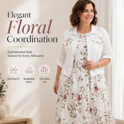 🌸Hot Sale 50% OFF💖Women's Floral Maxi Dress with Cropped Jacket Set