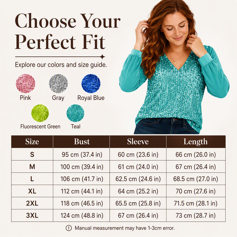 👖 LIMITED-TIME 50% OFF! ✨ Women's Elegant Sequin V-Neck Top