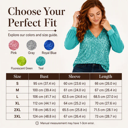 👖 LIMITED-TIME 50% OFF! ✨ Women's Elegant Sequin V-Neck Top