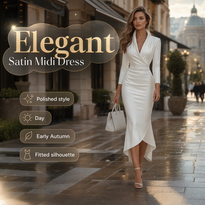 ✨New Arrivals & Special Offers-Women's Elegant Satin Midi Dress