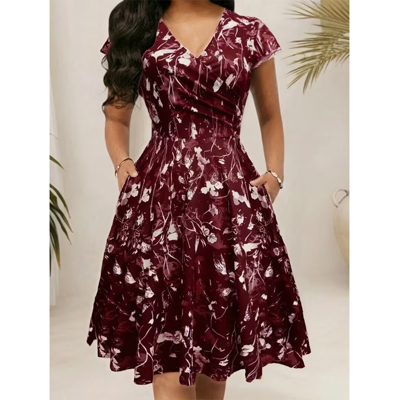 ⌛Limited-Time Offer-Women's Elegant Printed Dress with Pockets