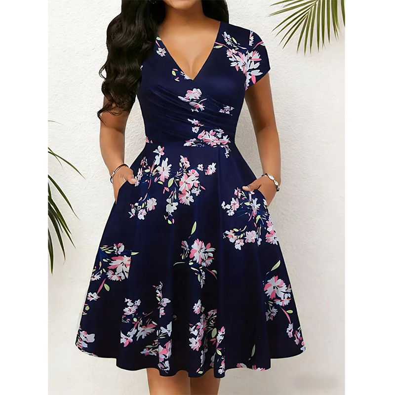 ⌛Limited-Time Offer-Women's Elegant Printed Dress with Pockets