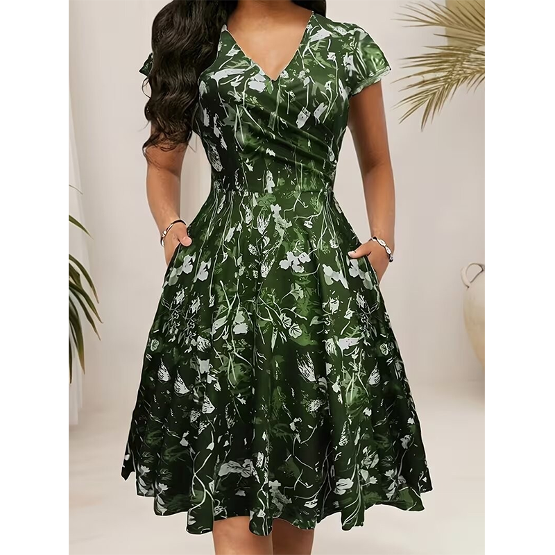 ⌛Limited-Time Offer-Women's Elegant Printed Dress with Pockets