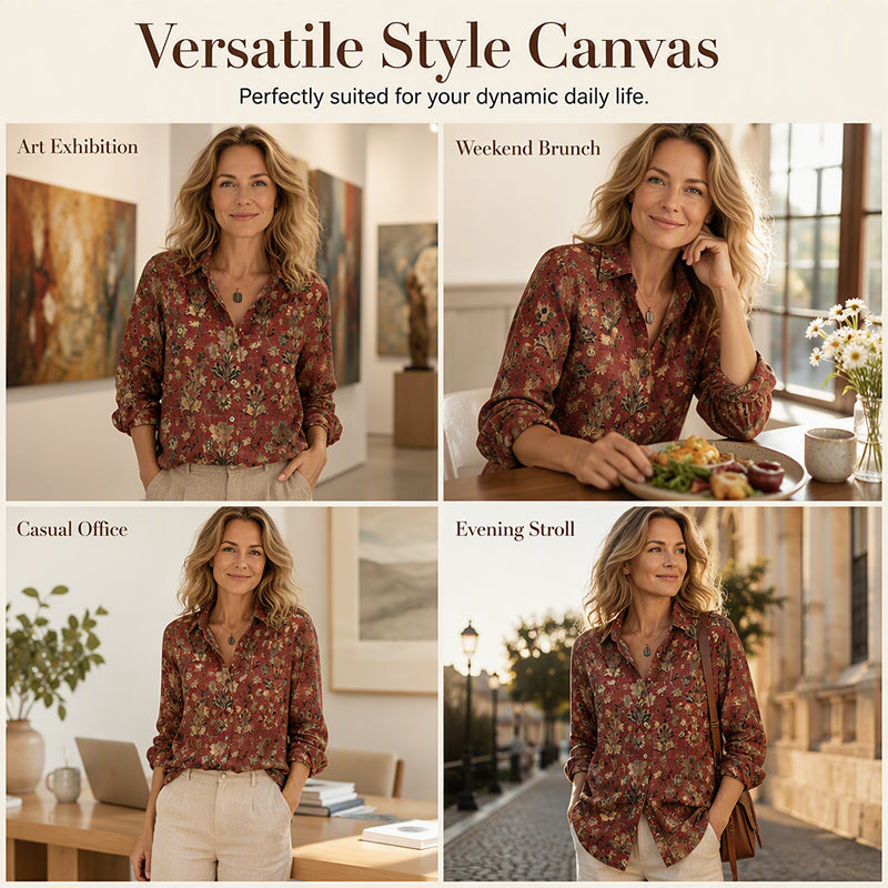 ⌛Limited-Time Offer-Women's Vintage Printed Casual Shirt