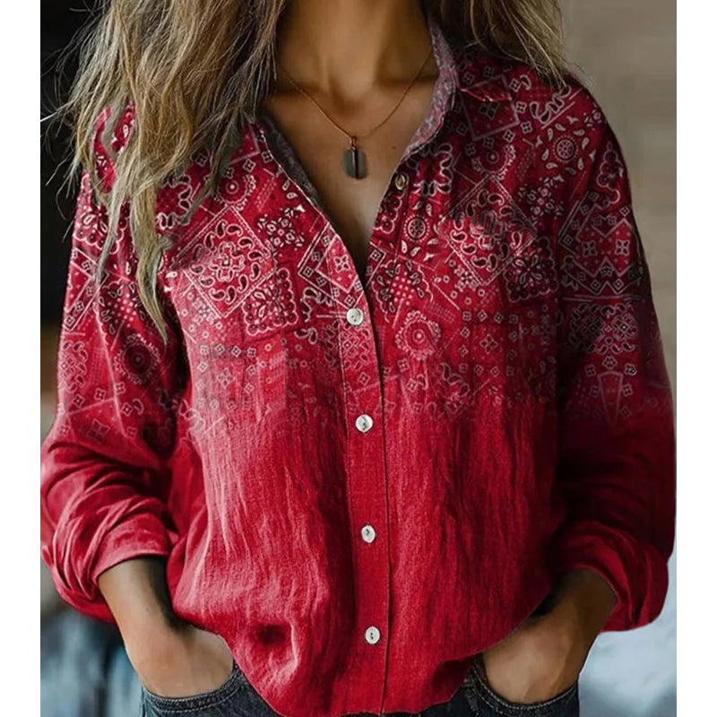 ⌛Limited-Time Offer-Women's Vintage Printed Casual Shirt