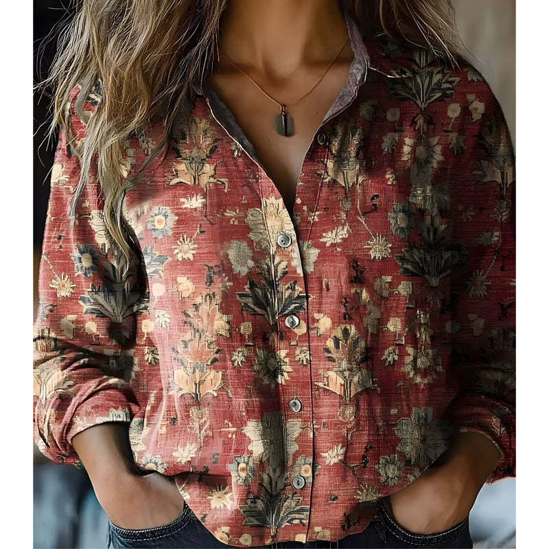 ⌛Limited-Time Offer-Women's Vintage Printed Casual Shirt