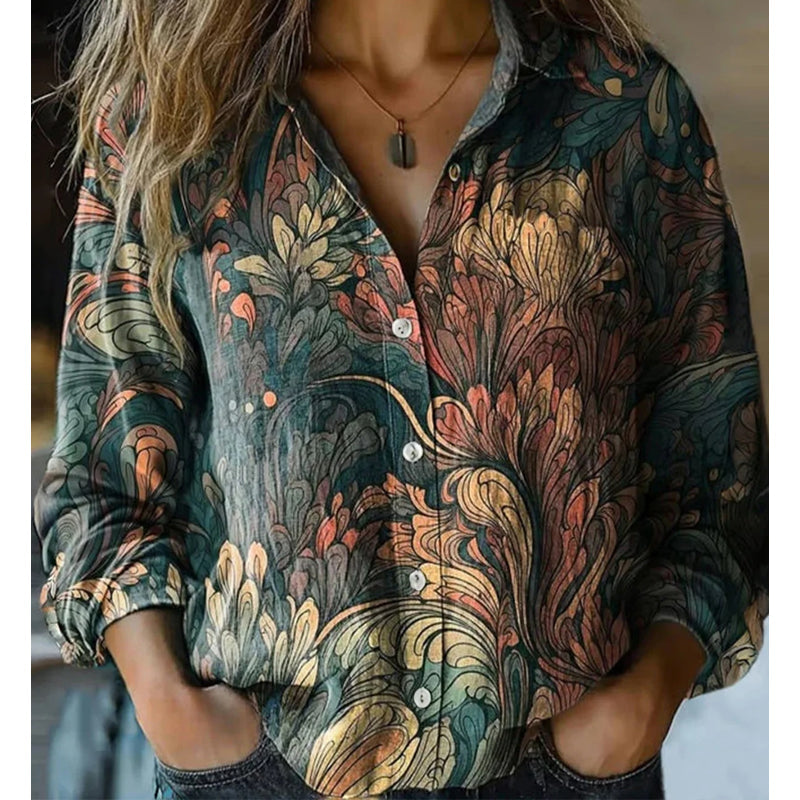 ⌛Limited-Time Offer-Women's Vintage Printed Casual Shirt
