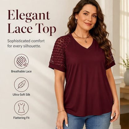 ⌛Limited-Time Offer-Women's Elegant Lace Patchwork V-Neck Top