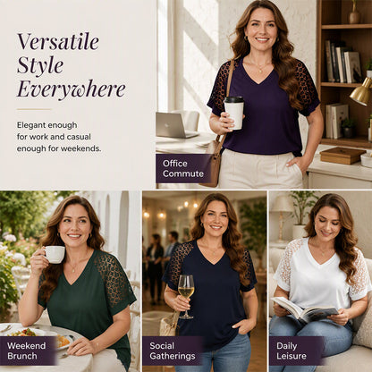 ⌛Limited-Time Offer-Women's Elegant Lace Patchwork V-Neck Top