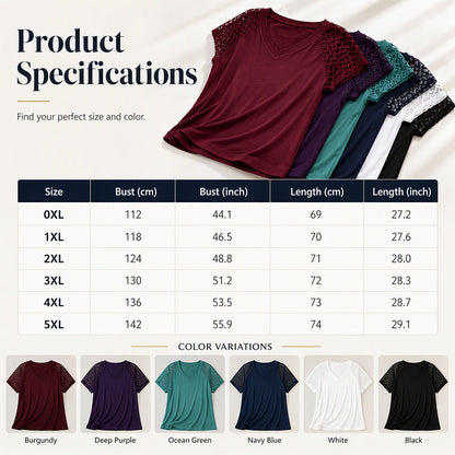 ⌛Limited-Time Offer-Women's Elegant Lace Patchwork V-Neck Top