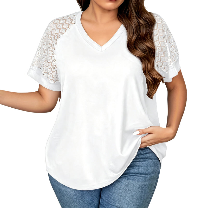 ⌛Limited-Time Offer-Women's Elegant Lace Patchwork V-Neck Top