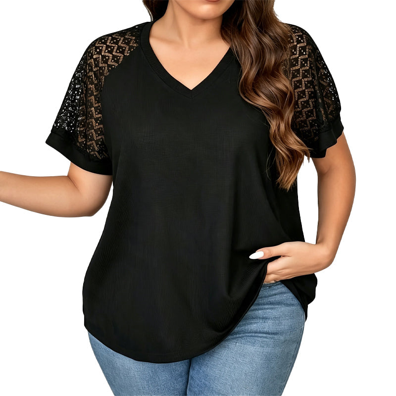 ⌛Limited-Time Offer-Women's Elegant Lace Patchwork V-Neck Top