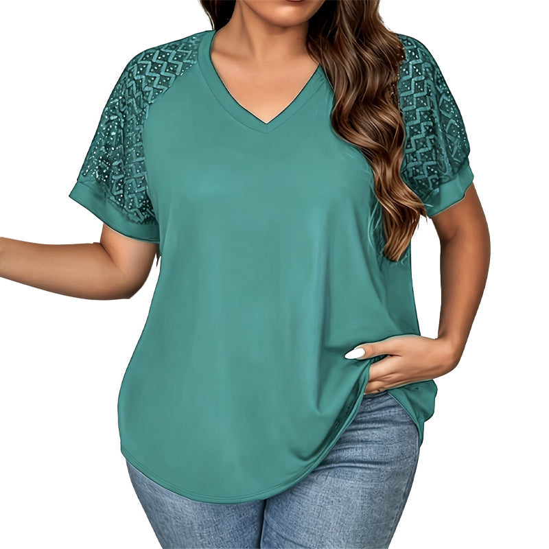 ⌛Limited-Time Offer-Women's Elegant Lace Patchwork V-Neck Top