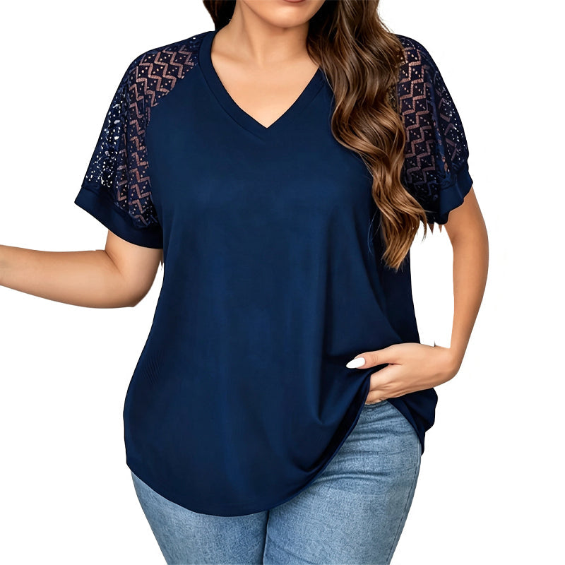 ⌛Limited-Time Offer-Women's Elegant Lace Patchwork V-Neck Top