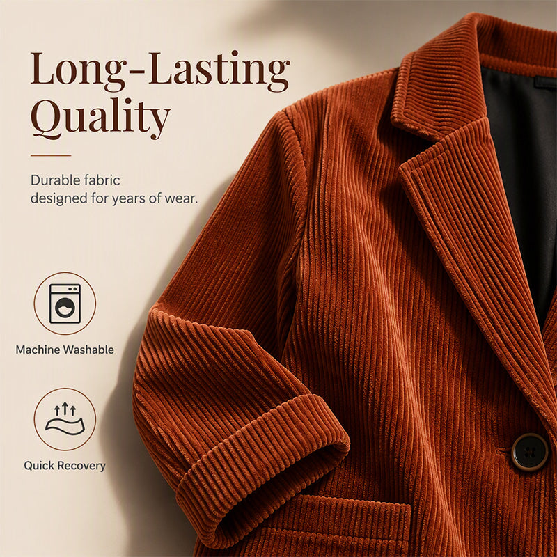 The Fall Jacket That Makes Every Outfit Look Better 🍂A timeless corduroy layer designed with a relaxed fit, elegant collar, and effortless style for everyday confidence.