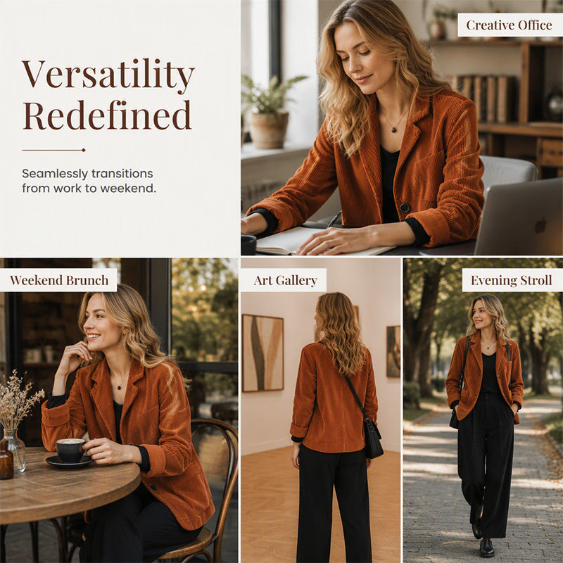 The Fall Jacket That Makes Every Outfit Look Better 🍂A timeless corduroy layer designed with a relaxed fit, elegant collar, and effortless style for everyday confidence.