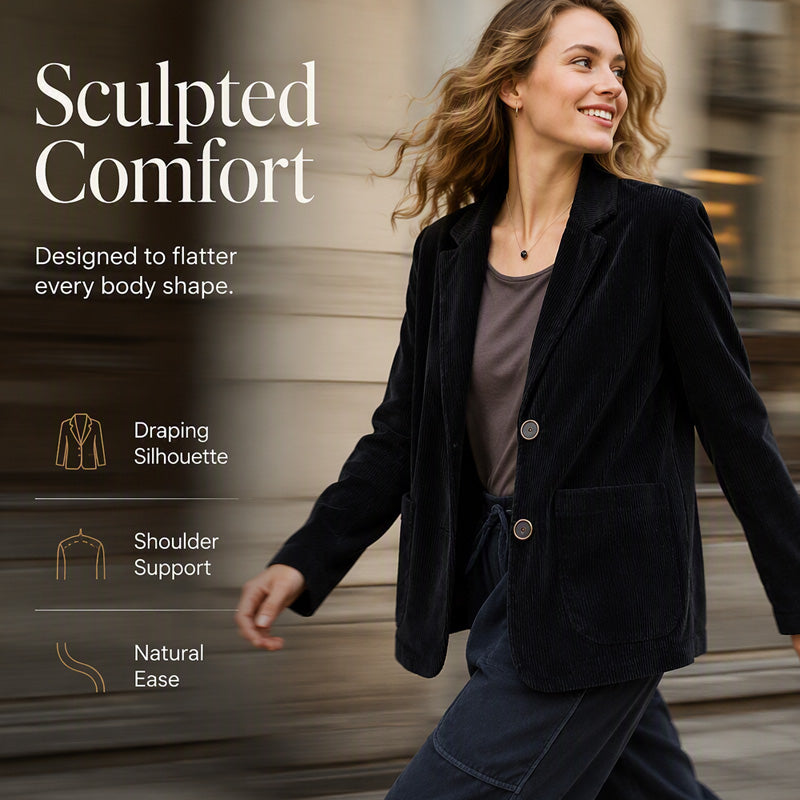 The Fall Jacket That Makes Every Outfit Look Better 🍂A timeless corduroy layer designed with a relaxed fit, elegant collar, and effortless style for everyday confidence.
