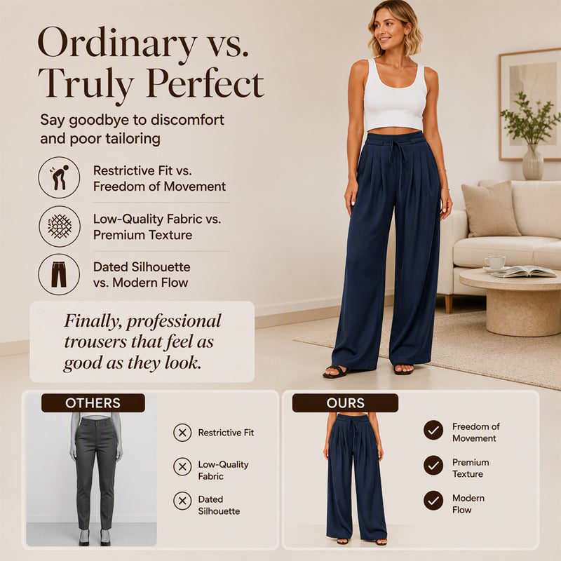 ⌛Limited-Time Offer-Women's Casual Flowy Pleated Wide-Leg Pants