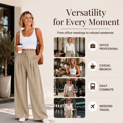 ⌛Limited-Time Offer-Women's Casual Flowy Pleated Wide-Leg Pants