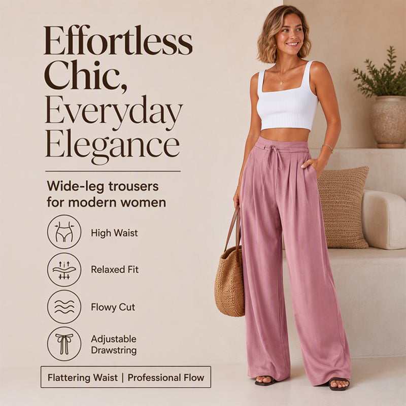 ⌛Limited-Time Offer-Women's Casual Flowy Pleated Wide-Leg Pants