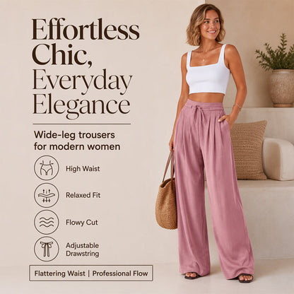 ⌛Limited-Time Offer-Women's Casual Flowy Pleated Wide-Leg Pants