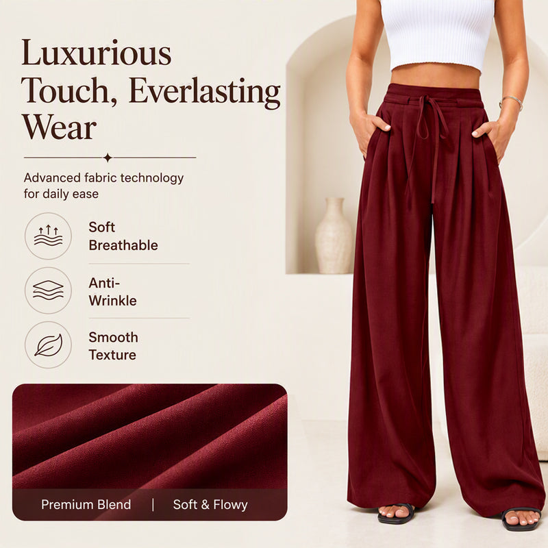 ⌛Limited-Time Offer-Women's Casual Flowy Pleated Wide-Leg Pants