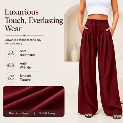 ⌛Limited-Time Offer-Women's Casual Flowy Pleated Wide-Leg Pants