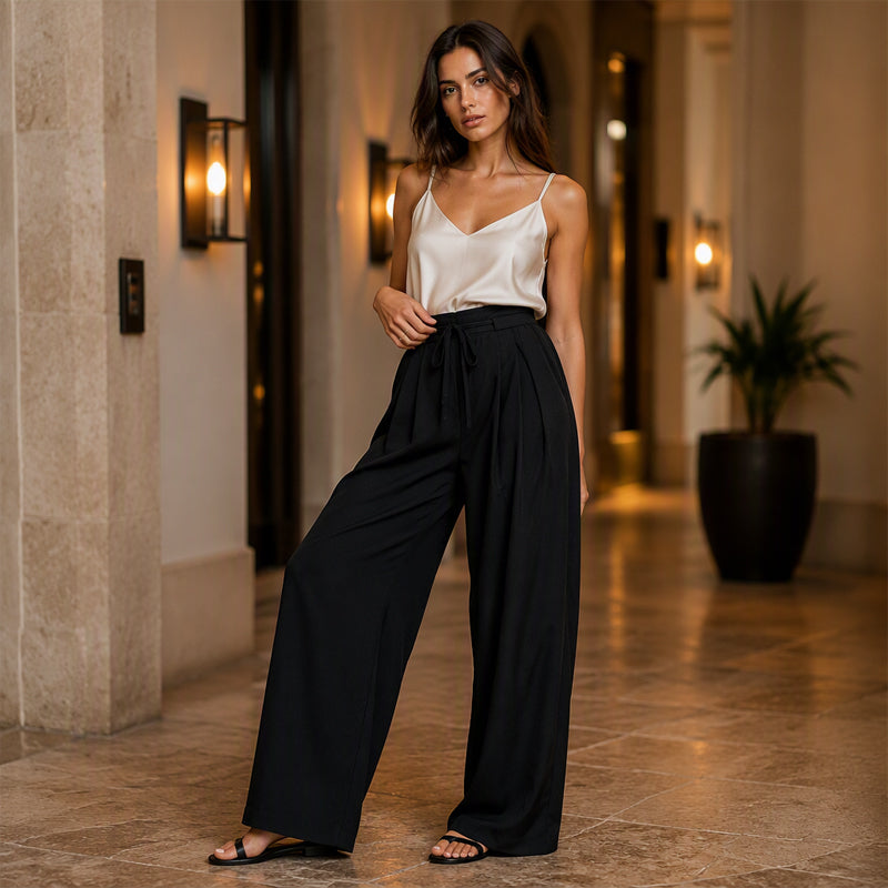 ⌛Limited-Time Offer-Women's Casual Flowy Pleated Wide-Leg Pants