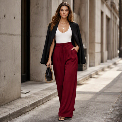 ⌛Limited-Time Offer-Women's Casual Flowy Pleated Wide-Leg Pants