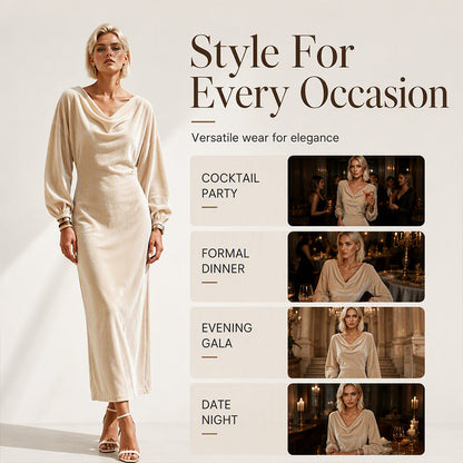 ⌛Limited-Time Offer-Women's Elegant Velvet Cowl Neck Dress