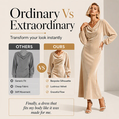 ⌛Limited-Time Offer-Women's Elegant Velvet Cowl Neck Dress