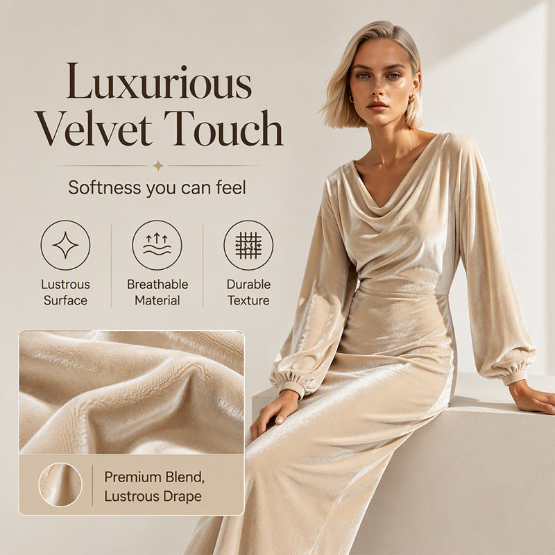 ⌛Limited-Time Offer-Women's Elegant Velvet Cowl Neck Dress