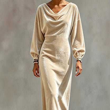 ⌛Limited-Time Offer-Women's Elegant Velvet Cowl Neck Dress