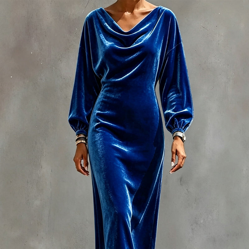⌛Limited-Time Offer-Women's Elegant Velvet Cowl Neck Dress