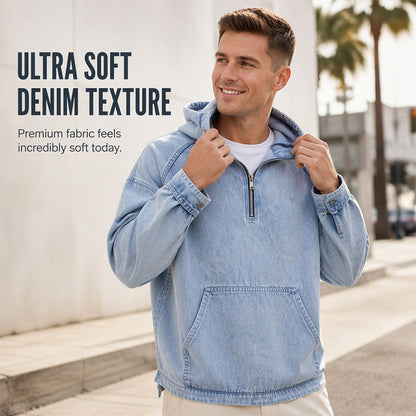 ✨New Arrivals & Special Offers-Men's Casual Half-Zip Denim Jacket