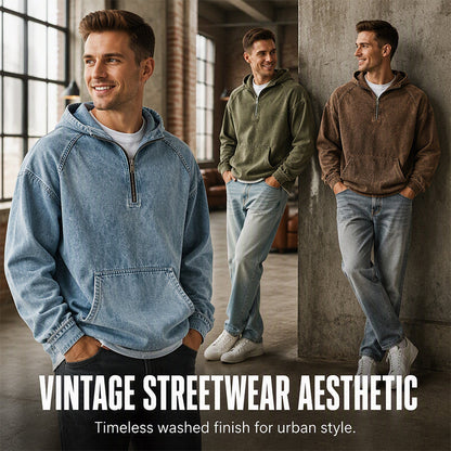 ✨New Arrivals & Special Offers-Men's Casual Half-Zip Denim Jacket