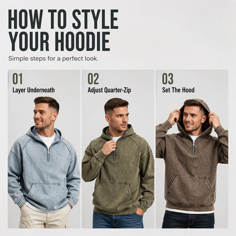 ✨New Arrivals & Special Offers-Men's Casual Half-Zip Denim Jacket