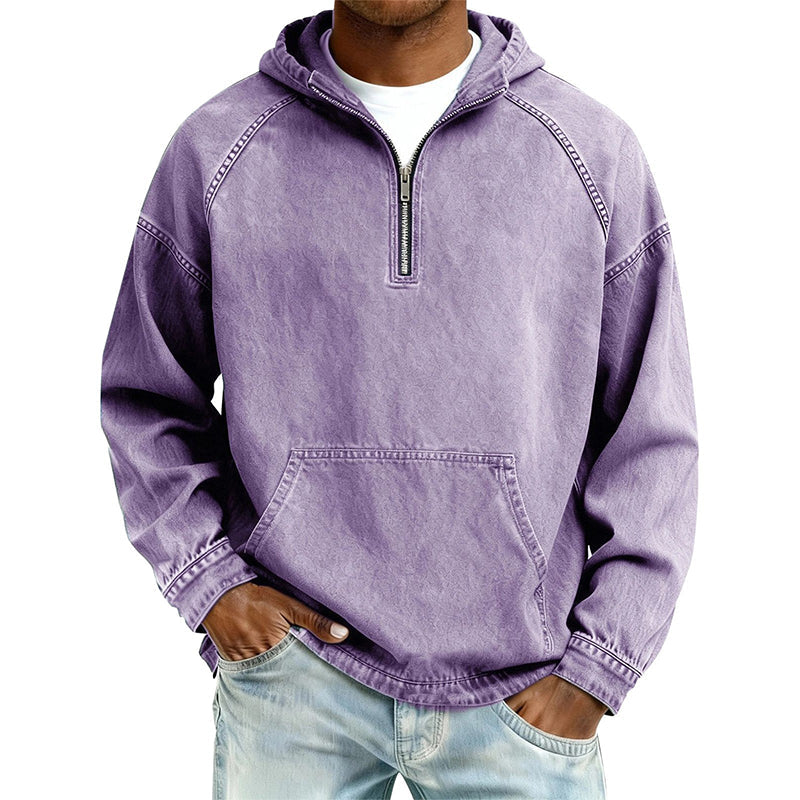 ✨New Arrivals & Special Offers-Men's Casual Half-Zip Denim Jacket