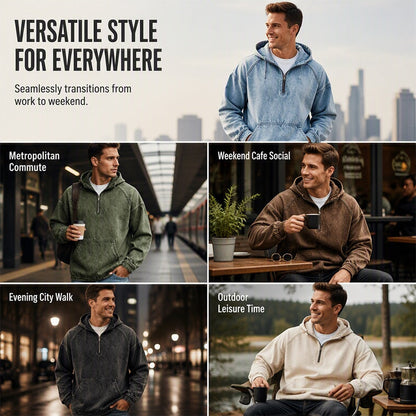 ✨New Arrivals & Special Offers-Men's Casual Half-Zip Denim Jacket