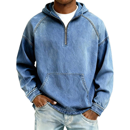 ✨New Arrivals & Special Offers-Men's Casual Half-Zip Denim Jacket