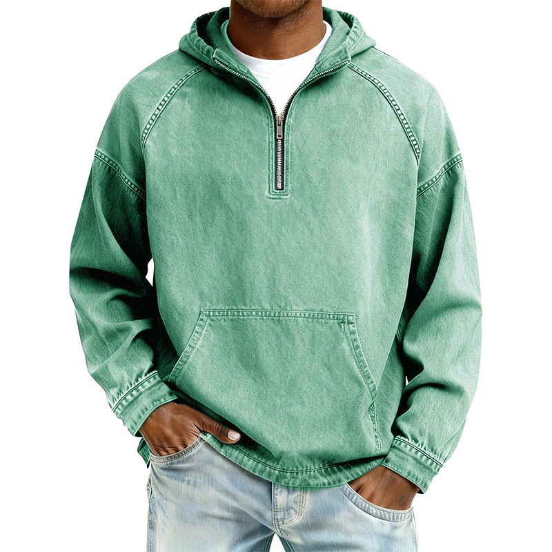 ✨New Arrivals & Special Offers-Men's Casual Half-Zip Denim Jacket